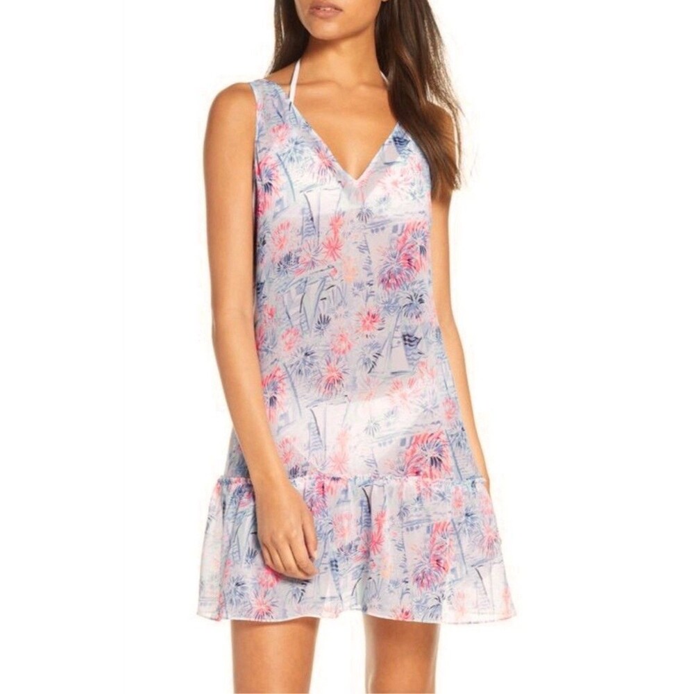 LILLY PULITZER Saline Swim Cover-Up Mini Dress - “Sea To Shining Sea" - Medium